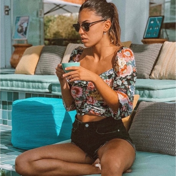 Zara Floral Print Puff Sleeve Top - Picture 3 of 7